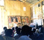 Vibhuti manifests on Swamis photograph at Sai Bhajans 9th Jan 1999