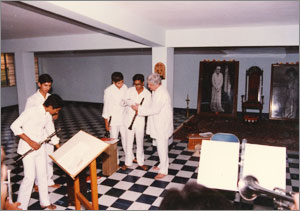 Ferguson trains the boys in the college